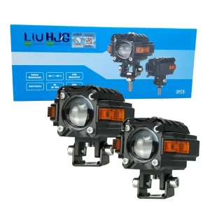 LIU HJG S-59 Future Eye Fog Light Yellow/White Beam, Red Devil Eye, Left-Right DRL Universal for Bikes & Cars