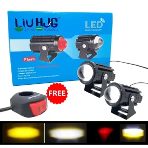 Liu HJG Mini Driving LED Fog Light 36W, 5 Modes (White/Yellow/Red), Universal for Motorcycles, Scooters & Cars DC 12V-80V Fog Lamp with Switch