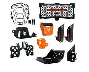 KTM Adventure 250 390 X 2025 Motorcycle Protection Kit, Radiator Guard, Sump Guard, Headlight Grill, Tyre Hugger, GPS Mount, Black, set 0f 10