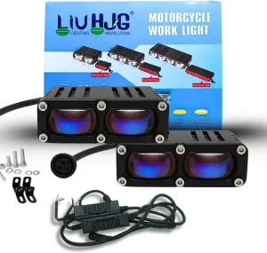 LIU HJG 2-LED Yellow/White Way maker Fog Light with Red Devil Eye | Fog Lamp for Car, Bike & Truck