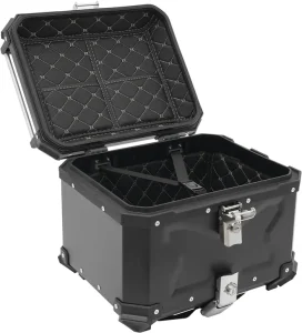 MT Racing 45L Motorcycle Top Case, Aluminum Alloy Rear Top Case 45L with Safety Lock, Universal Motorbike Luggage Carrier Box, Trunk Tour Tail Box for Helmet, Raincoat, Gloves, Clothes With Back Cushion Pad